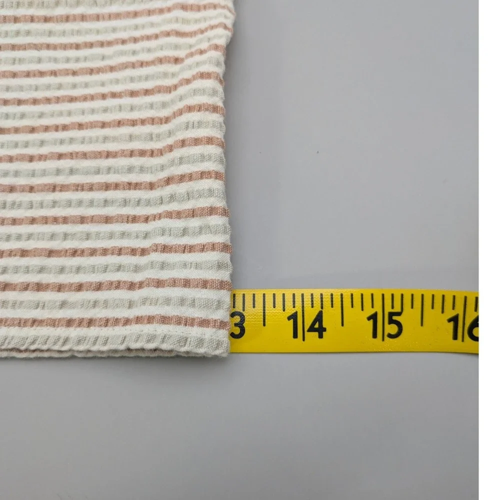Le Centre Haiti Handmade Embroidered Tea Towel Striped Seersucker Folk Art‎